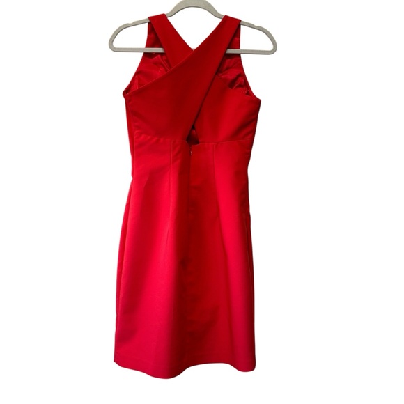 Belle Badgley Mischka Red Pencil Dress Old Money Semi-Formal Tailored, Size 2 - Picture 2 of 10